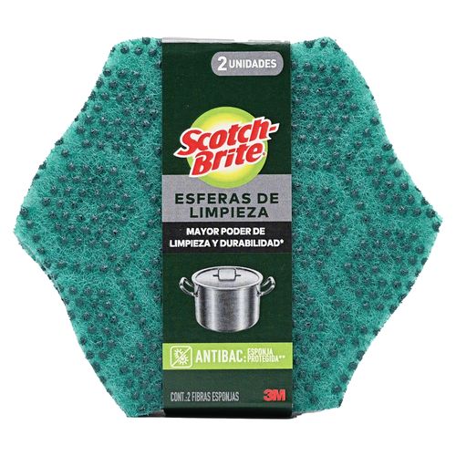 Esponja Esfera Scotch Brite Hexagonal - 2Uds