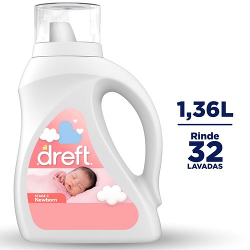 Detergente Liquido Dreft Newborn para Ropa de Bebé 32 Lavadas - 1,36 L