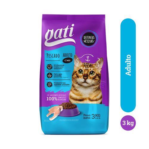 Alimento Seco Gati Para Gatos Adultos Sabor Pescado - 3000 g
