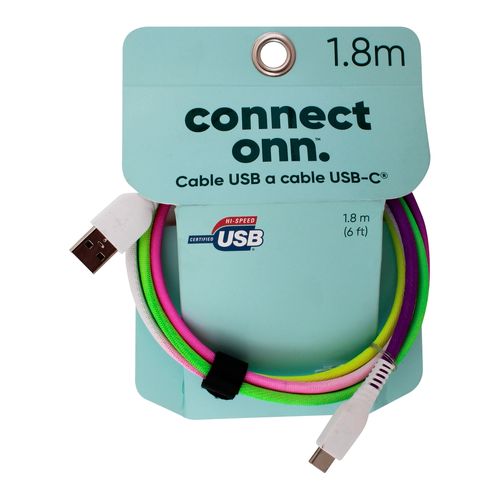 Cable Tipo C Onn Color Rosado Con Luz Usb 1 - 8mt