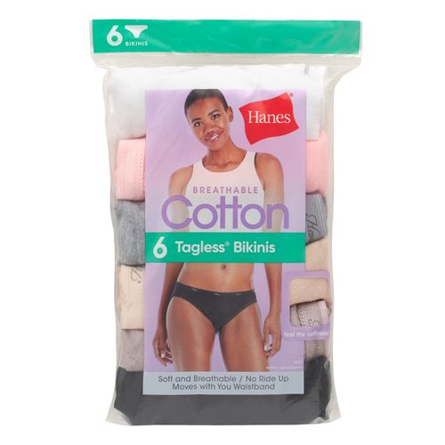 P6 Bikini Algodon Dama Hanes Surtido 6