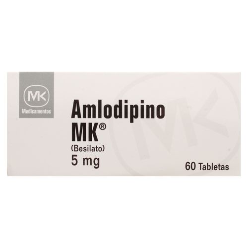 Amlodipino MK besilato 5mg caja 60 tabletas - Precio indicado por tableta