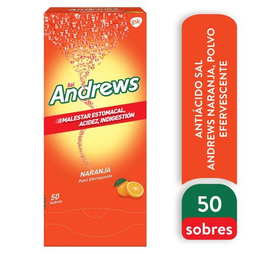 Sal Andrews sabor naranja caja 50 sobres - Precio indicado por sobre