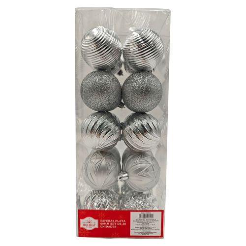 Esferas Plata 60 mm Set 20U