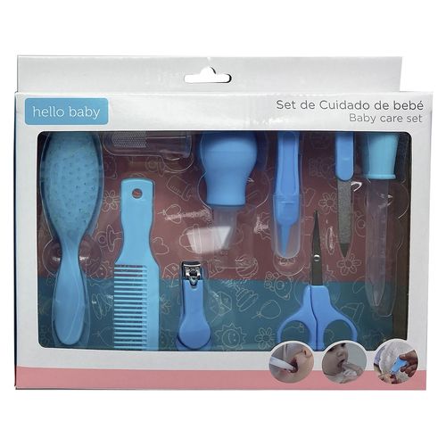 Kit Hello Baby Cuidado del Bebé color celeste -9 pzas