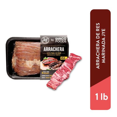 Arrachera Marinada JyE Bandeja, Precio indicado por Libra (454 g)