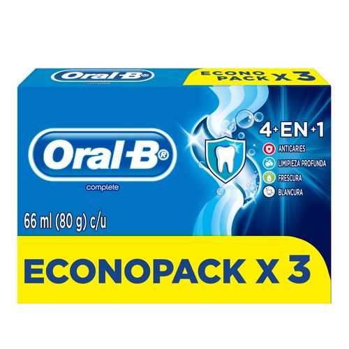 Pasta Dental Oral-B Complete 4En1 Con Flúor 80 g 3pack