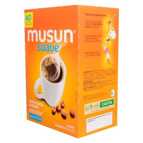 Cafe Instantáneo Musun Suave 40 Sobres - 72 g