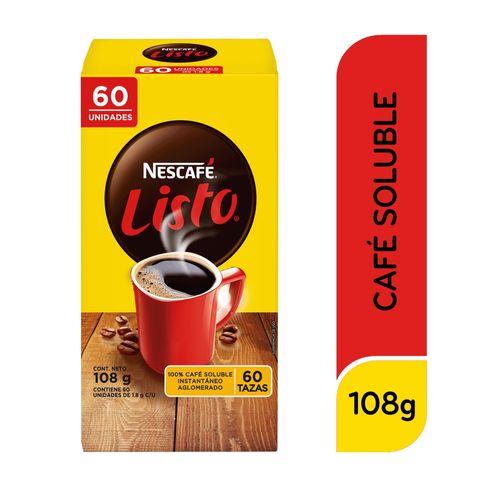 Cafe Nescafe Listo 60 Sobres 108 g