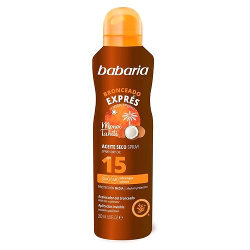 Bronceador Babaria aceite seco FPS 15 - 200 g