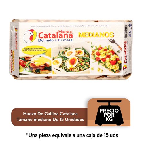 Huevo Mediano Catalana 15U 735 g A 825 g