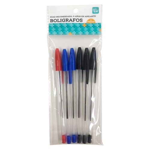 Lapiceros Pen Gear, set con colores rojo, azul y negro -6 pzas