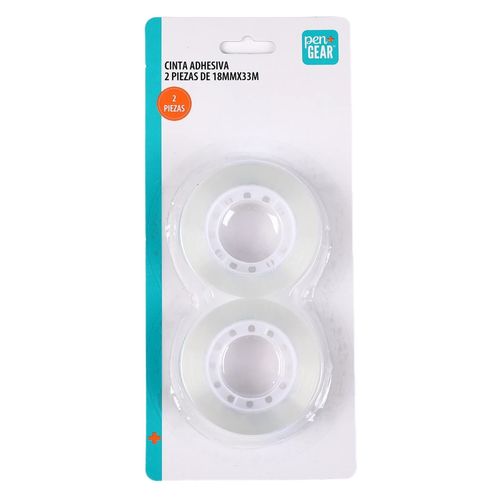 Cinta adhesiva Pen Gear, transparente -2 pzas/18 mm x 33m