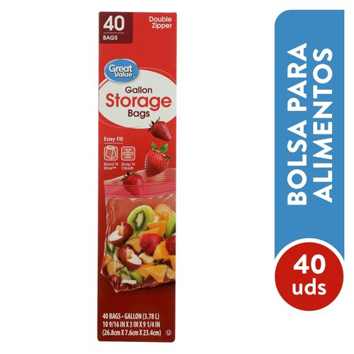 Bolsa Great Value Alimentos Almacena - 40 unidades