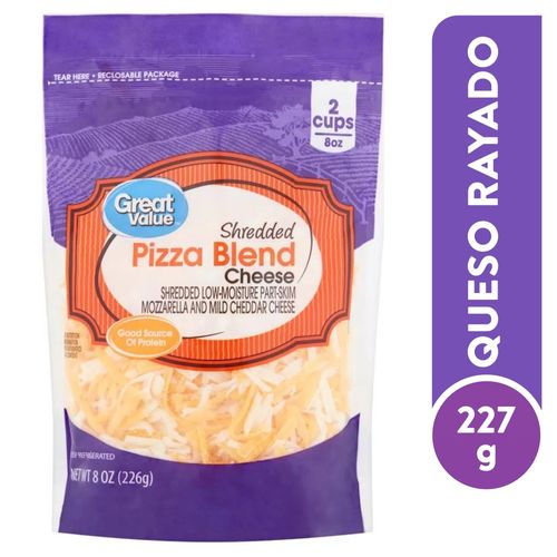 Queso Great Value Rallado Para Pizza - 227 g