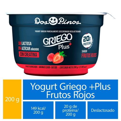 Yogurt Dos Pinos, Griego plus frutos rojos -200 g