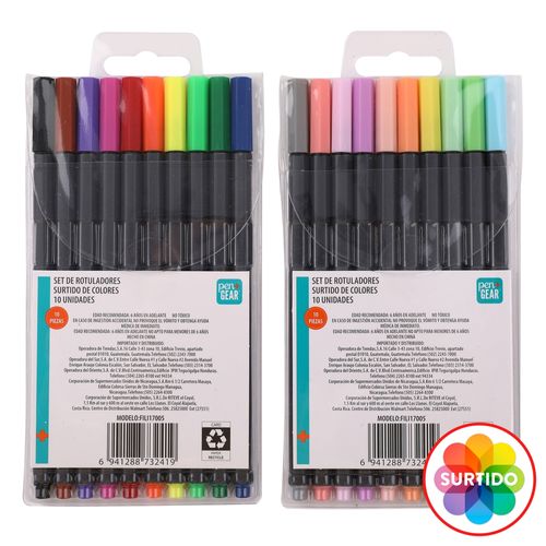 Rotuladores Pen Gear, Surtido de colores -10 pzas