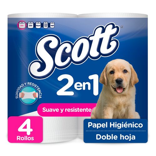 Papel Higiénico Scott Rindemax 2En1 Doble Hoja - 4 Rollos