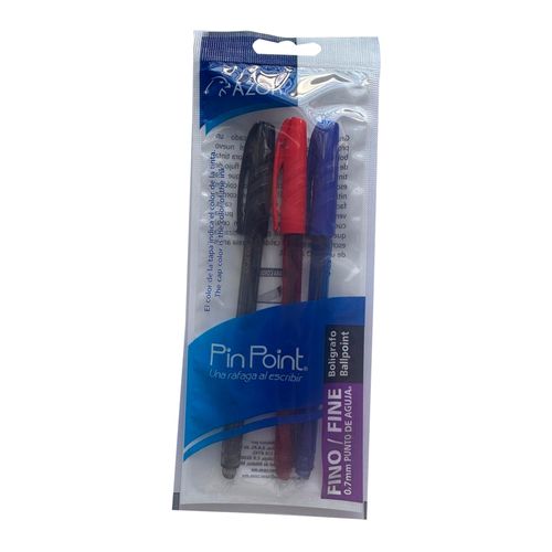 Boligrafo Azor Pin Point Negro Azul Rojo - 7 mm
