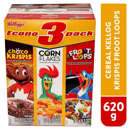 3Pack Cereal Kelloggs Froot Loops-Corn Flakes-Choco Kripis - 620 g