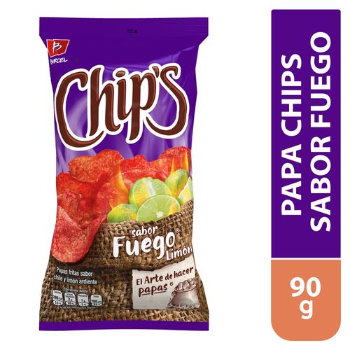 Papa Chips Sabor Fuego, Sabor Chile Y Limón Ardiente -  55g