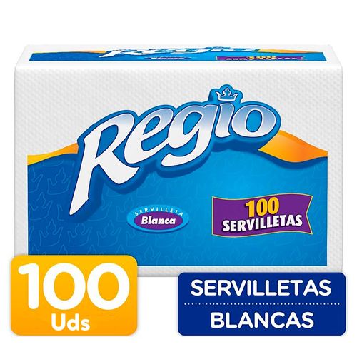 Servilletas De Papel Regio Blanca Cuadrada - 100Uds