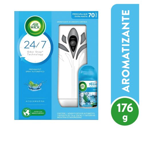 Aromatizante Ambiental Air Wick Freshmatic Acquamarina Aparato + Repuesto - 250 ml