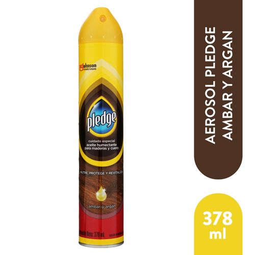 Lustrador Pledge® Aceite Humectante En Aerosol, Ambar Y Argán - 378 ml