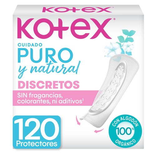 Protectores Diarios Kotex cuidado puro y natural extra suaves - 120 Uds