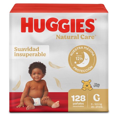 Pañales Huggies Natural Care Etapa 3/G Hipoalergénico, 9-12.5kg- 128Uds