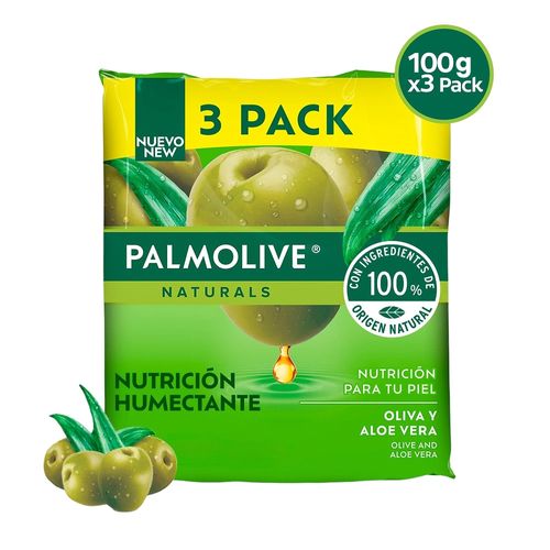 Jabón Corporal Palmolive, Naturals Oliva y Aloe, 3 Pack -300 g