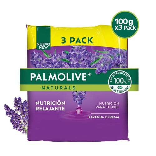 Jabón Corporal Palmolive Naturals Nutrición Relajante Lavanda Y Crema 3 Pack - 300 g