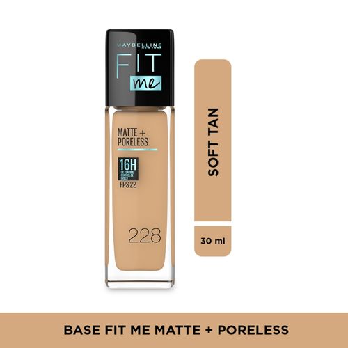 Base Fit Me Matte Poreless Maybelline NY- Tono Soft Tan 228 30 ml