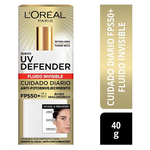 Protector Solar L'Oréal Paris UV Defender Fluido Invisible FPS 50 - 40 ml