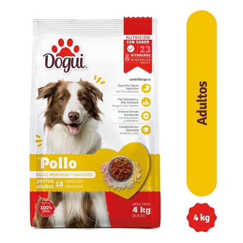 Alimento Dogui Para Perro Adulto Sabor A Pollo Razas Medianas Y Grandes 18 Meses En Adelante - 4kg