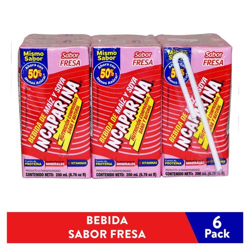 Bebida De Incaparina Sabor A Fresa 6 Pack - 200 ml