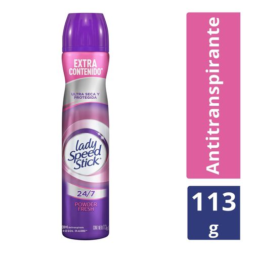 Desodorante Lady Speed Stick 24/7 Powder Fresh Bonus Aerosol 113 g