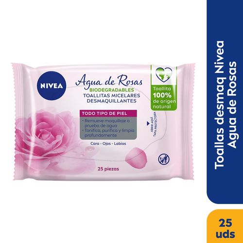 Toallitas Faciales Nivea Agua De Rosas - 25 Unidad