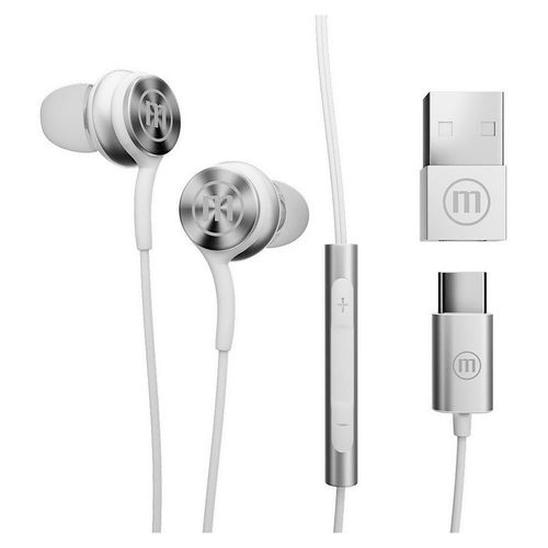 Audífonos alámbricos Maxell XC1 conector USB a C blancos