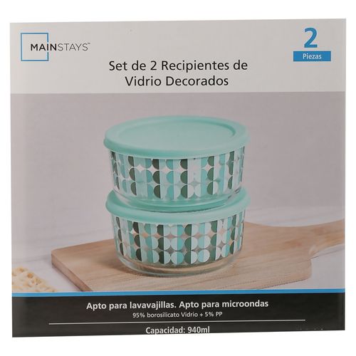 Ms Set 2 Recipientes De Vidrio Decorados