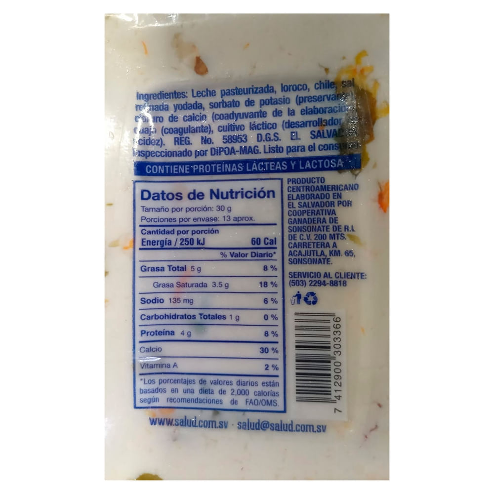 Comprar Queso Cremado marca Salud con Loroco y Chile -400 g | Walmart ...