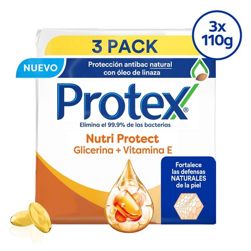 Jabón Corporal Protex, Vitamina E, 3 pack - 110 g