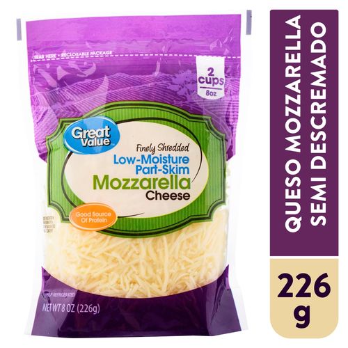 Queso Great Value Mozzarella Rallado - 226 g