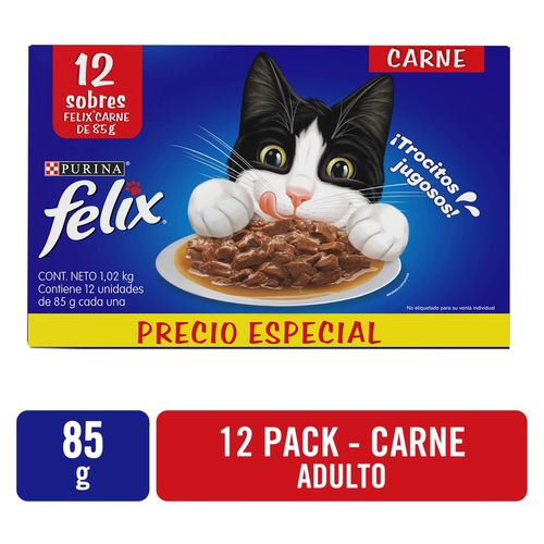 Pouch Felix Sabor A Carne 12 Pack - 12000 g