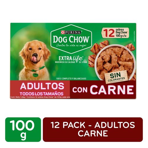 Alimento Perro Purina Dog Chow Adultos Todos Los Tamaños De Carne 12 Pack - 100 g (3.5oz)