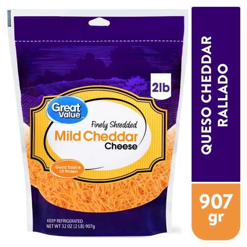 Queso Great Value Cheddar Rallado - 907 g