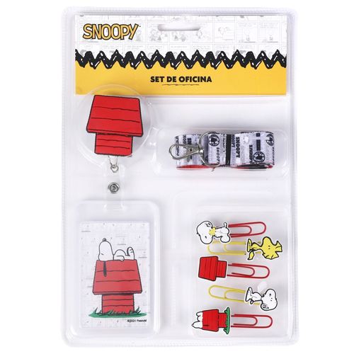 Snoopy Set P Oficina Clips Y Portagafete