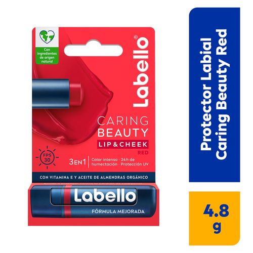 Labial Labello beauty red color intenso y con fps 30 -  4 g