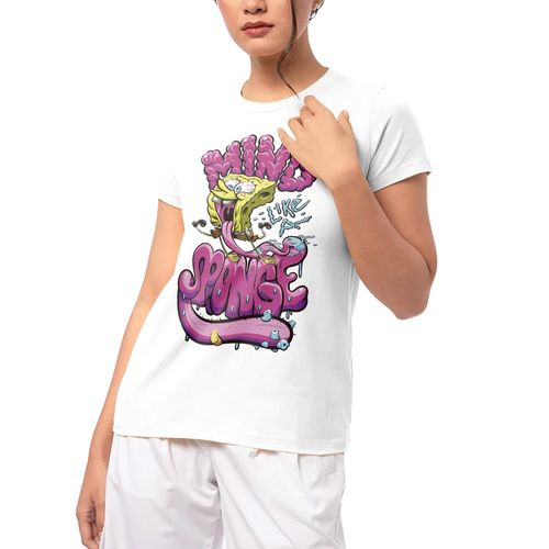 Playera Manga Corta Nickelodeon Bob Esponja color Blanco -Talla XL