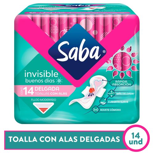 Toallas Femeninas Mara Saba Invisible Delgada Flujo Moderado Con Alas -  14Uds